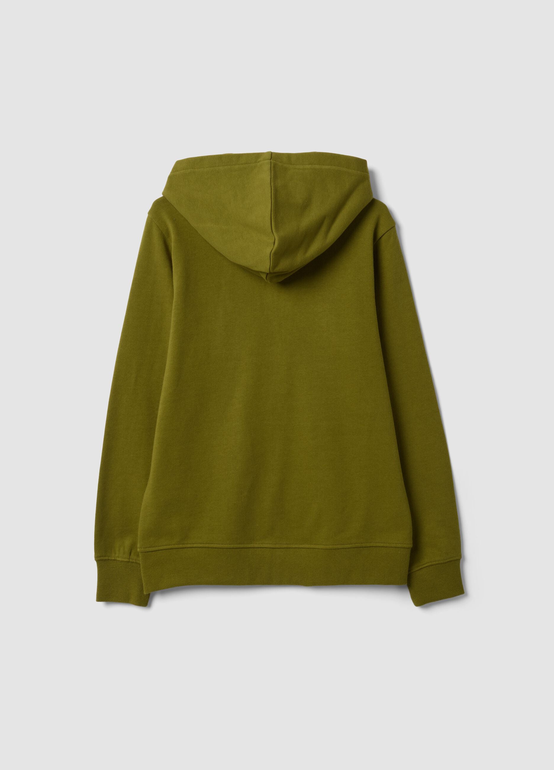 Green organic cotton hooded sweatshirt, regular fit, for boys