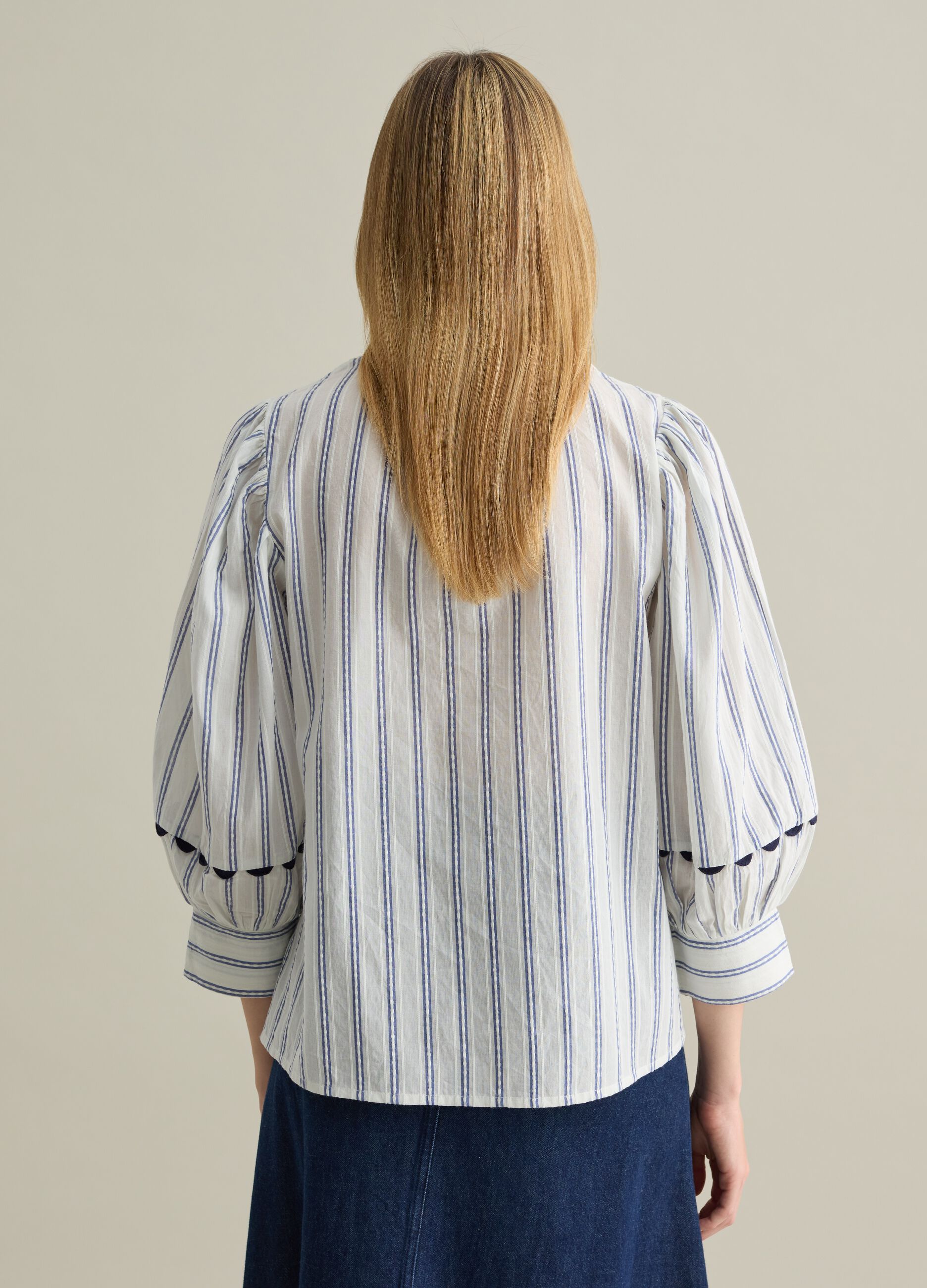 Blusa da donna in puro cotone multicolor regular fit con ricamo