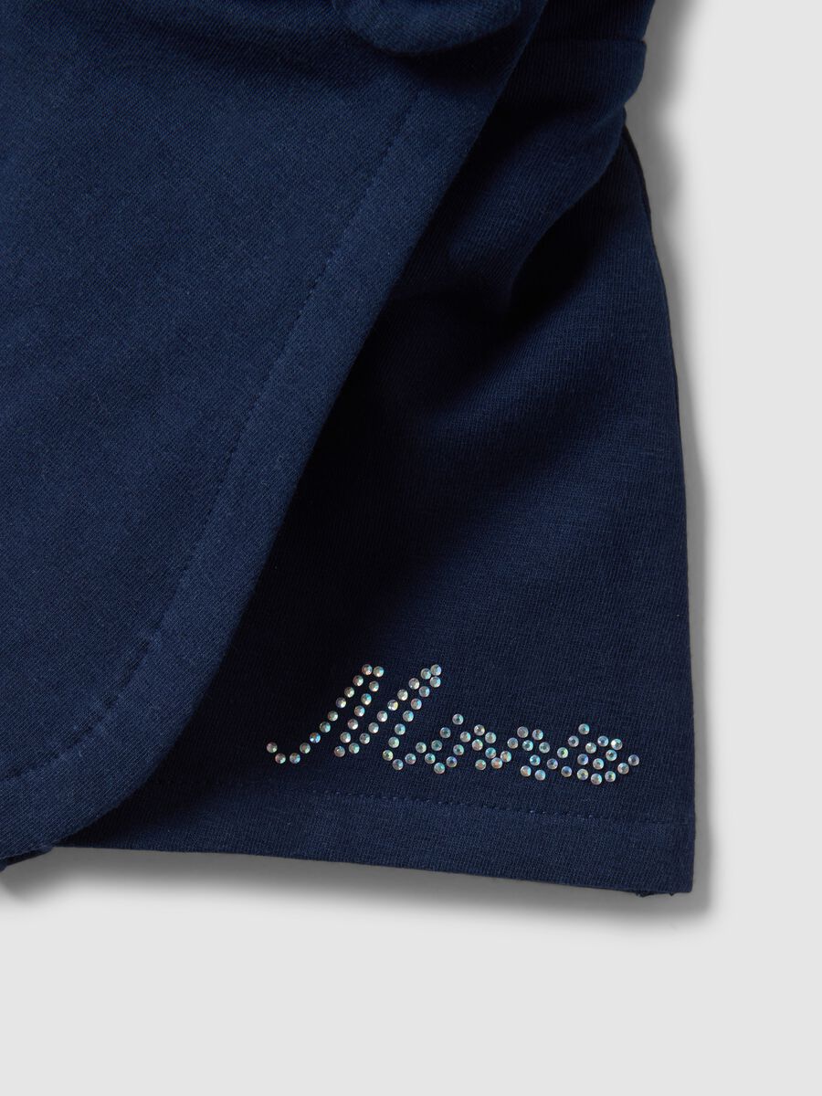 Blue Stretch Cotton Shorts for Girls Regular Fit with Sequins_3