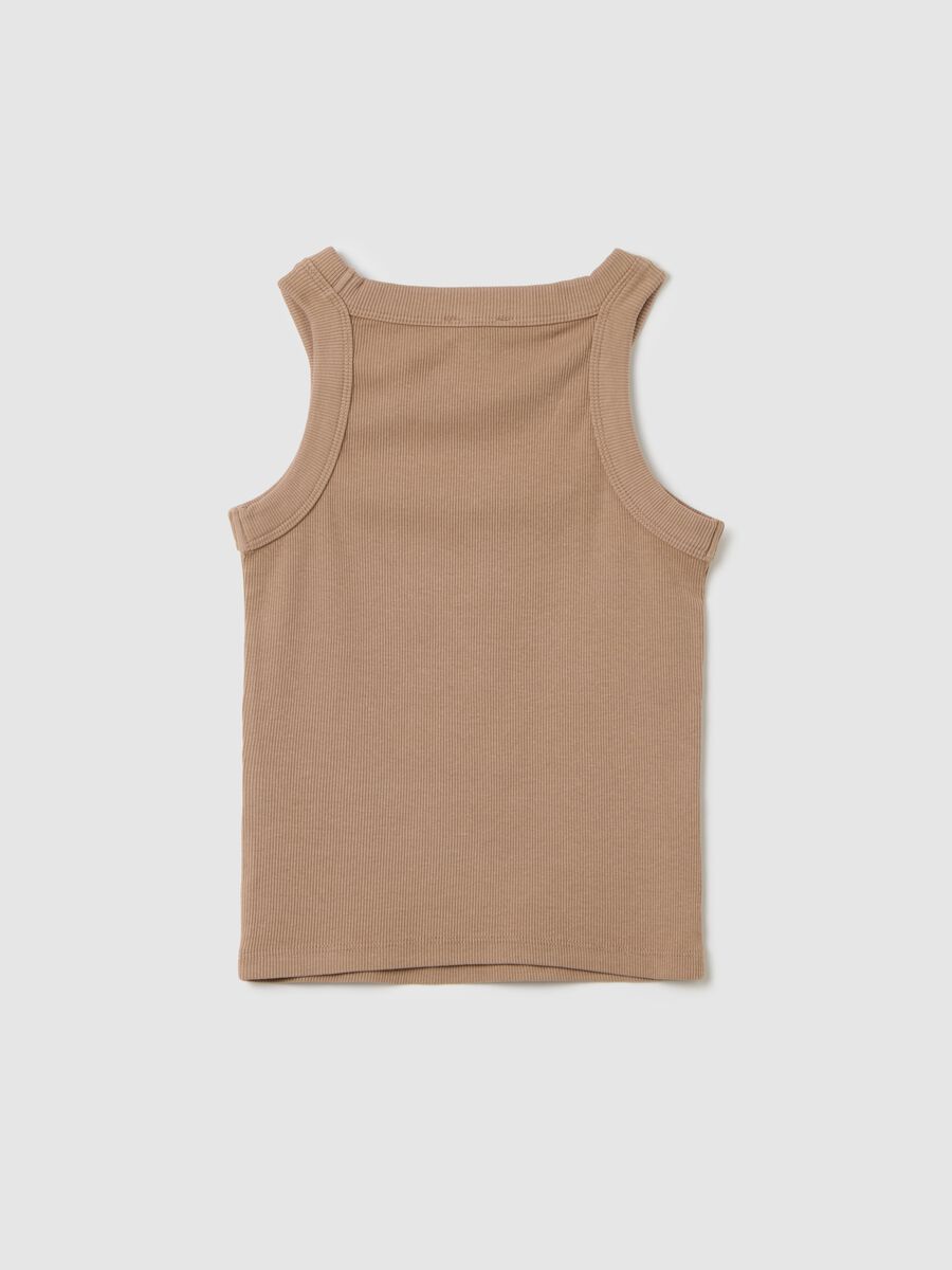 Canotta da ragazze in cotone beige fitted_1