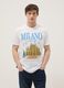 White pure cotton T-shirt with front print, regular fit_1