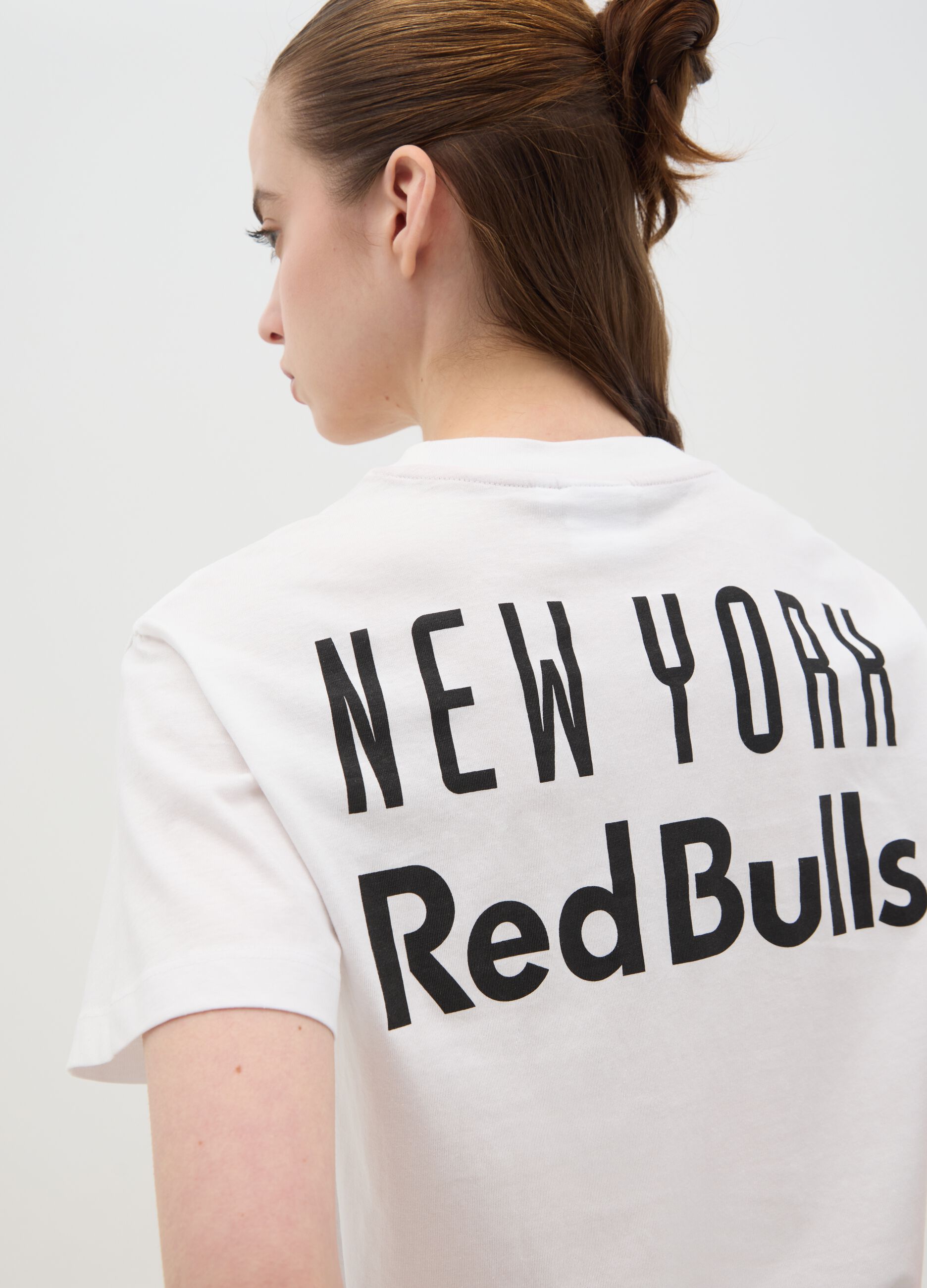 White women's pure cotton T-shirt regular fit with print