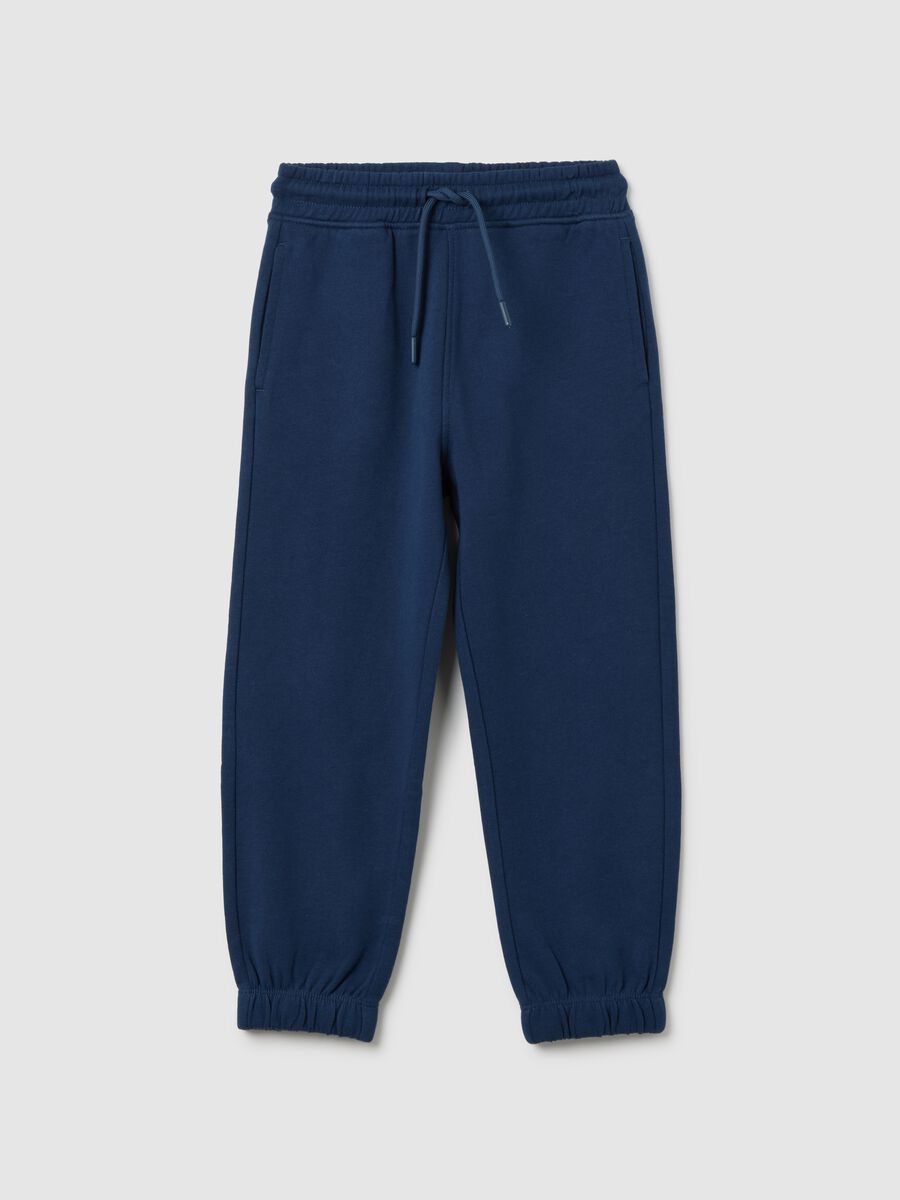 Children's blue jogger trousers in pure cotton regular fit_0