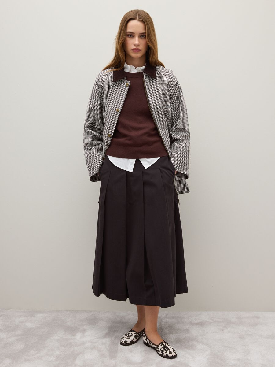 Multicolour check jacket in pure cotton with buttons and zip_2