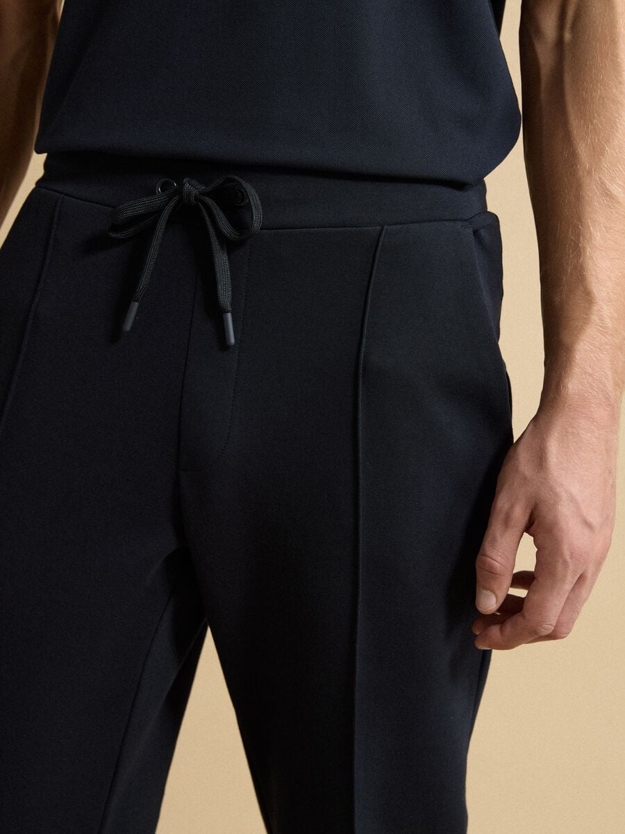 Pantaloni blu in cotone elasticizzato regular fit_2