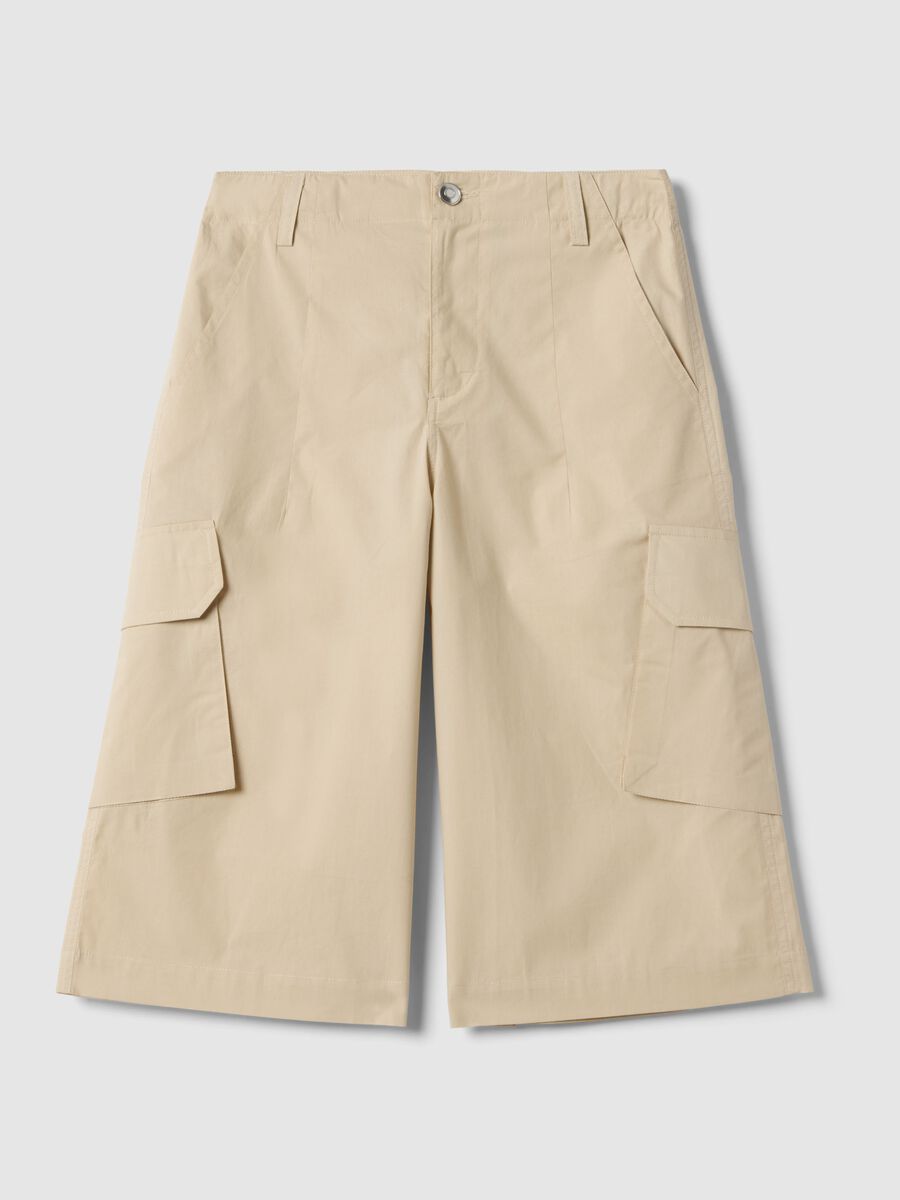 Pantaloni cargo in puro cotone beige da ragazza relaxed fit_3