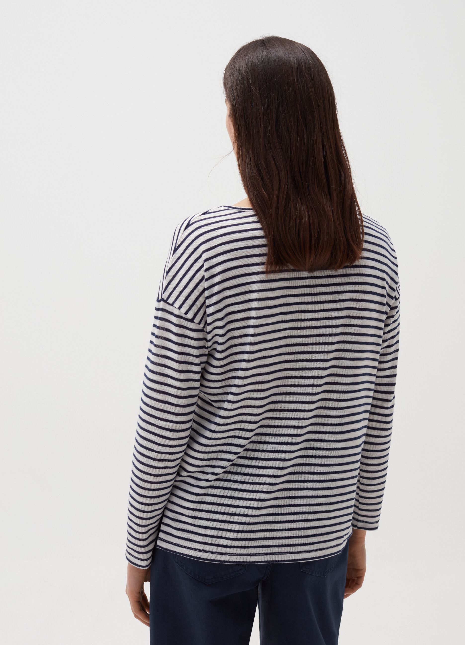 Oversized T-shirt with stripes and lettering