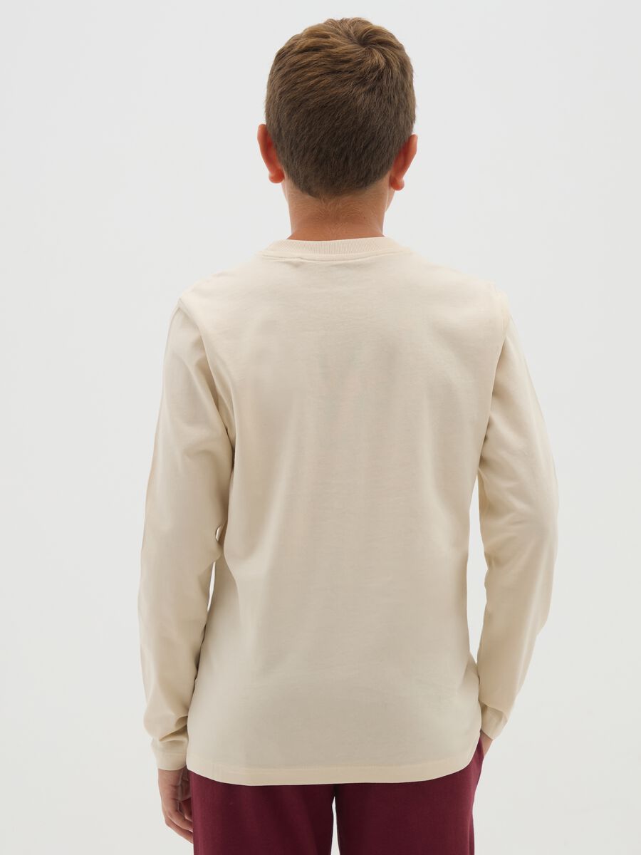 Boys' beige pure cotton regular fit T-shirt_2
