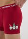 Regular fit red stretch cotton boxer with Christmas print_3