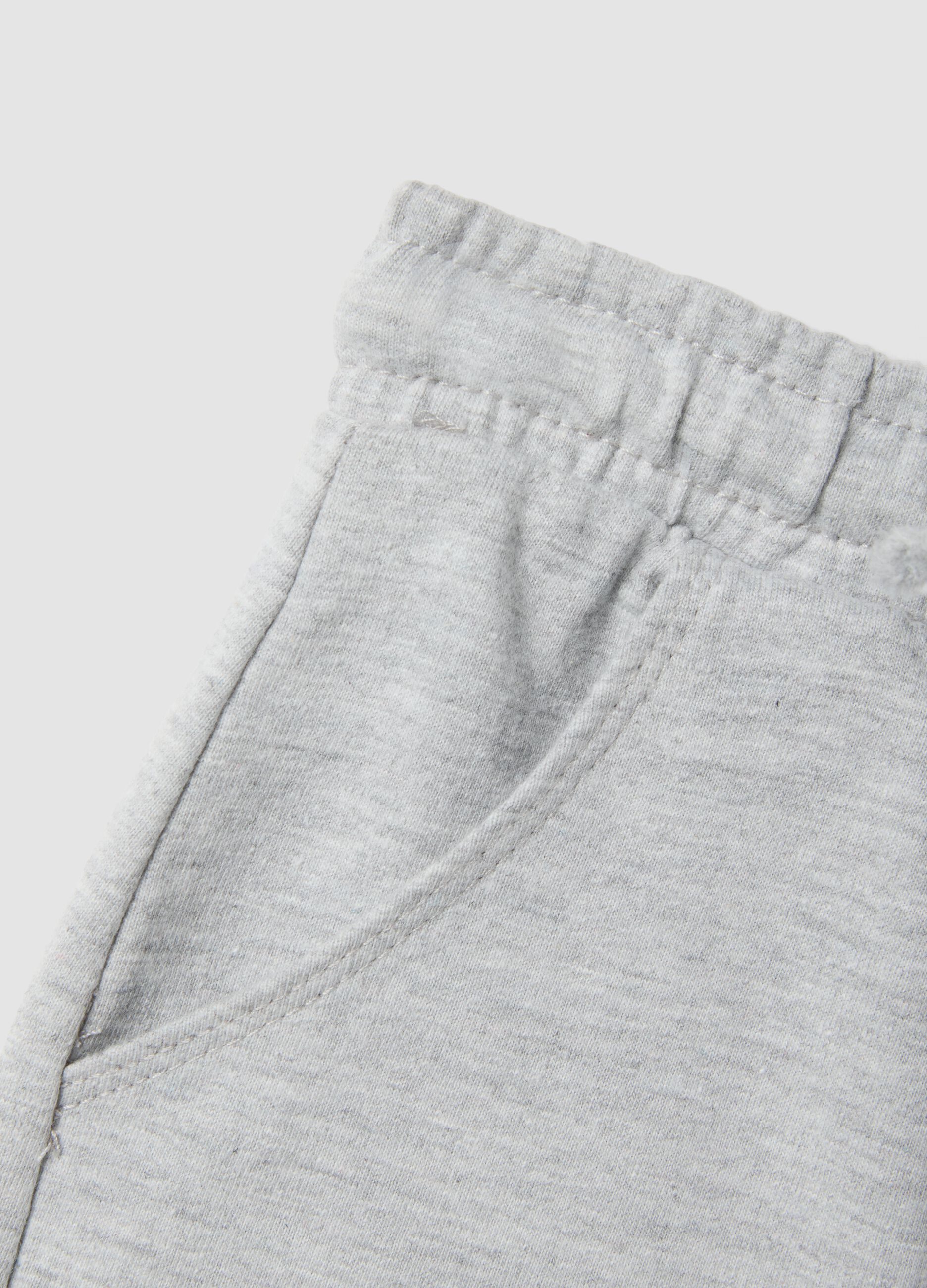 Grey pure cotton shorts with elasticated waistband