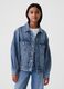 Short jacket in acid wash denim_0