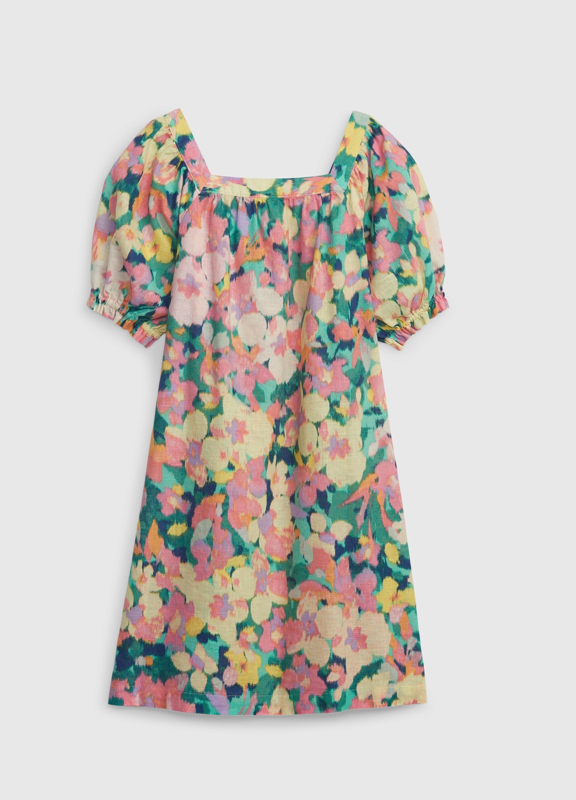 Floral dress in linen and cotton