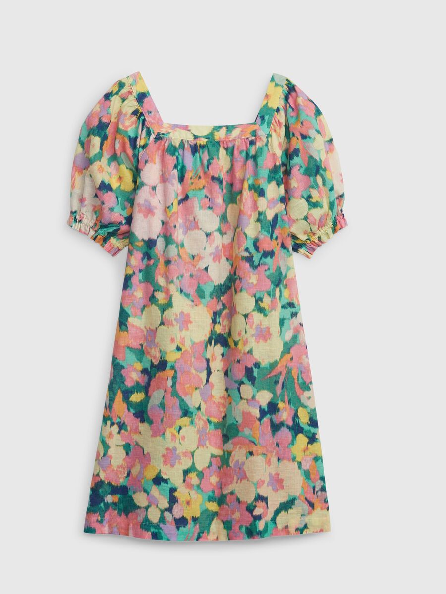 Floral dress in linen and cotton_1