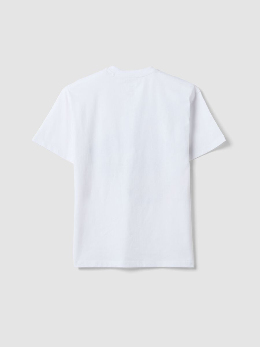 White pure cotton oversized T-shirt with basketball graphic print for boys_5