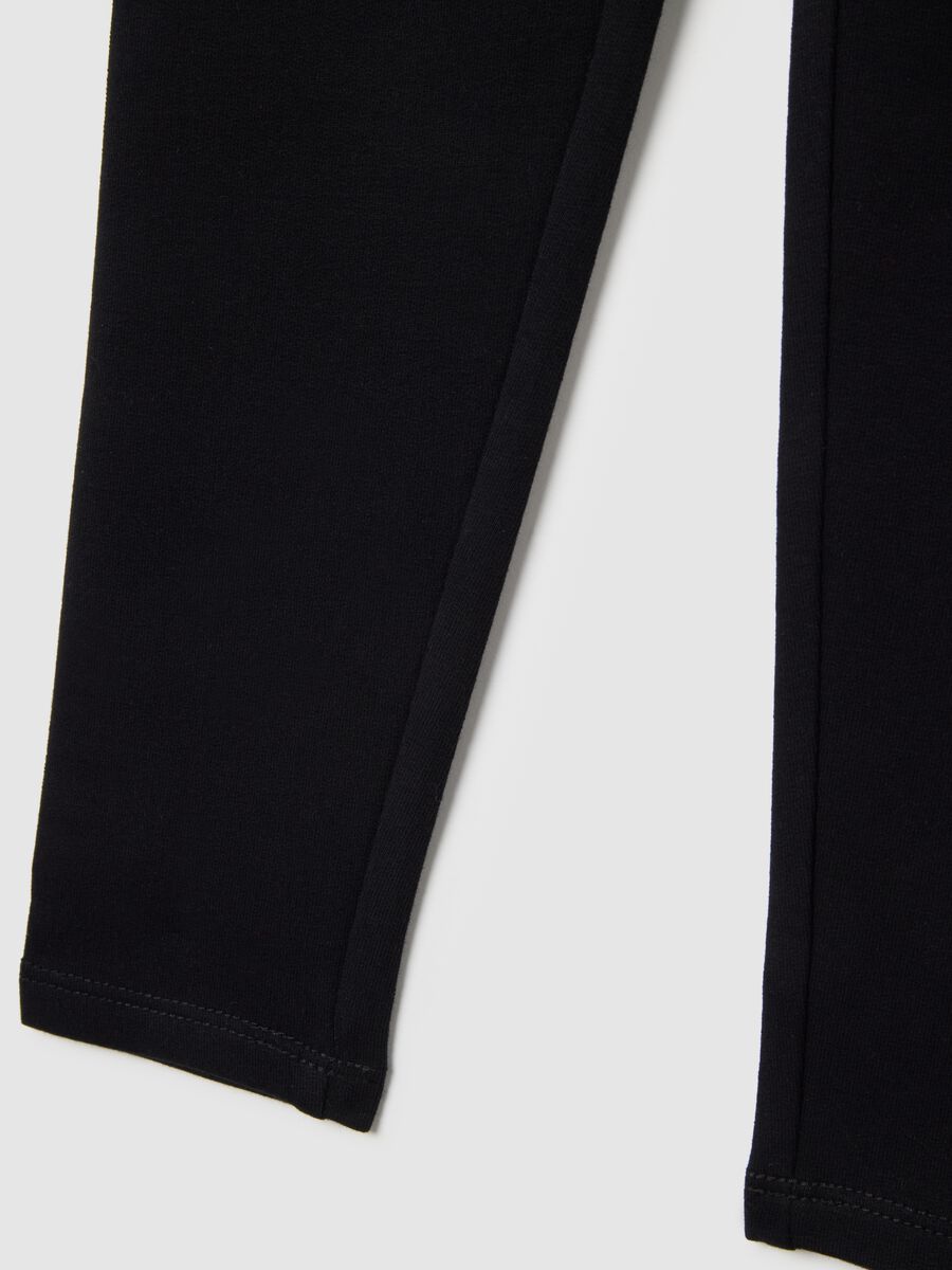 Leggings skinny neri da bambina in cotone elasticizzato_3