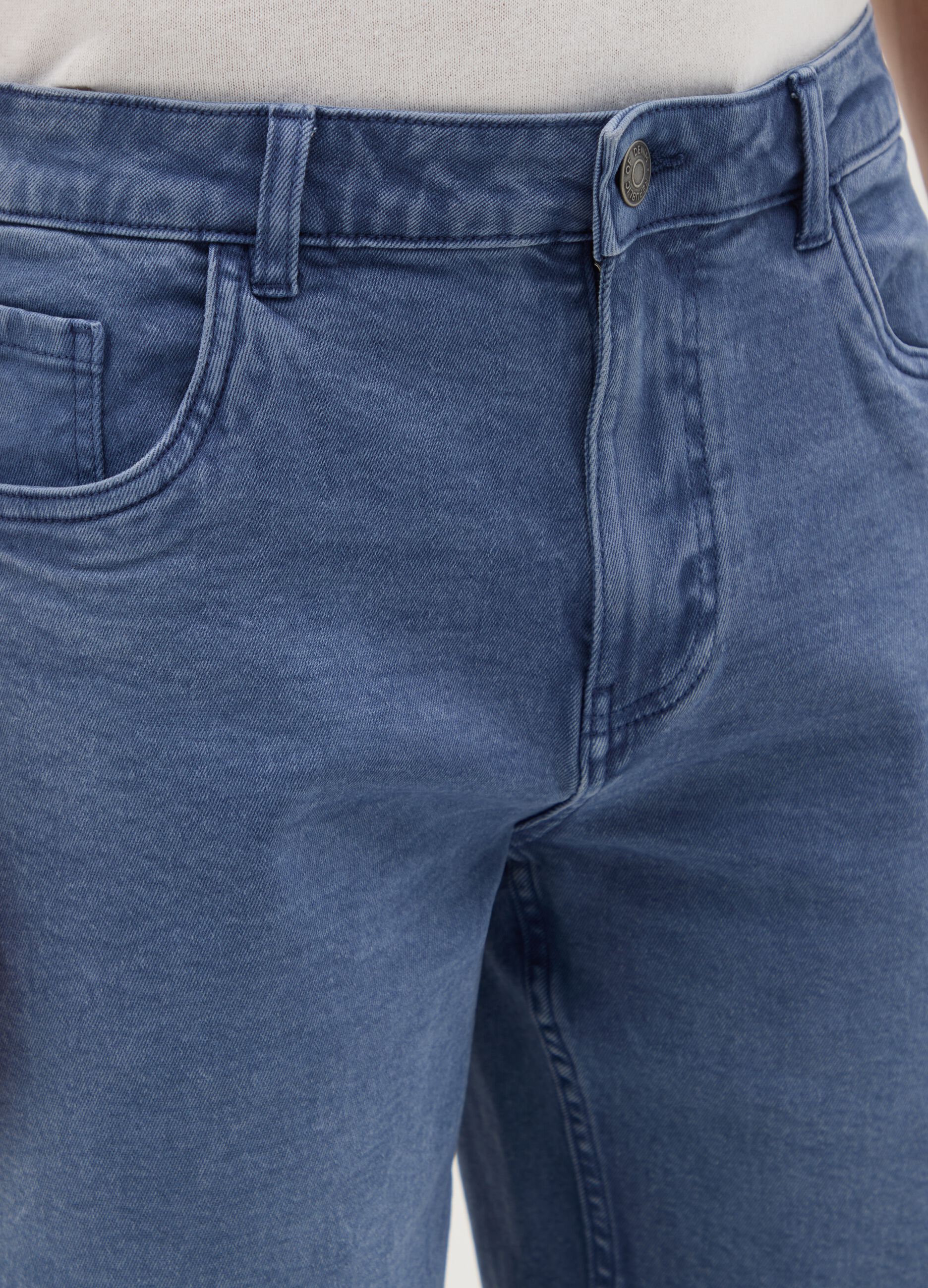 Men's Stretch Denim Beige Bermuda Shorts