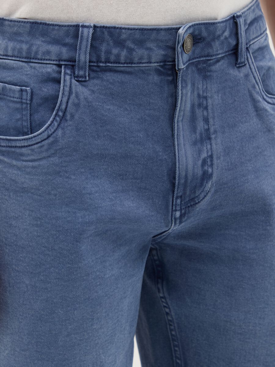 Men's Stretch Denim Beige Bermuda Shorts_2