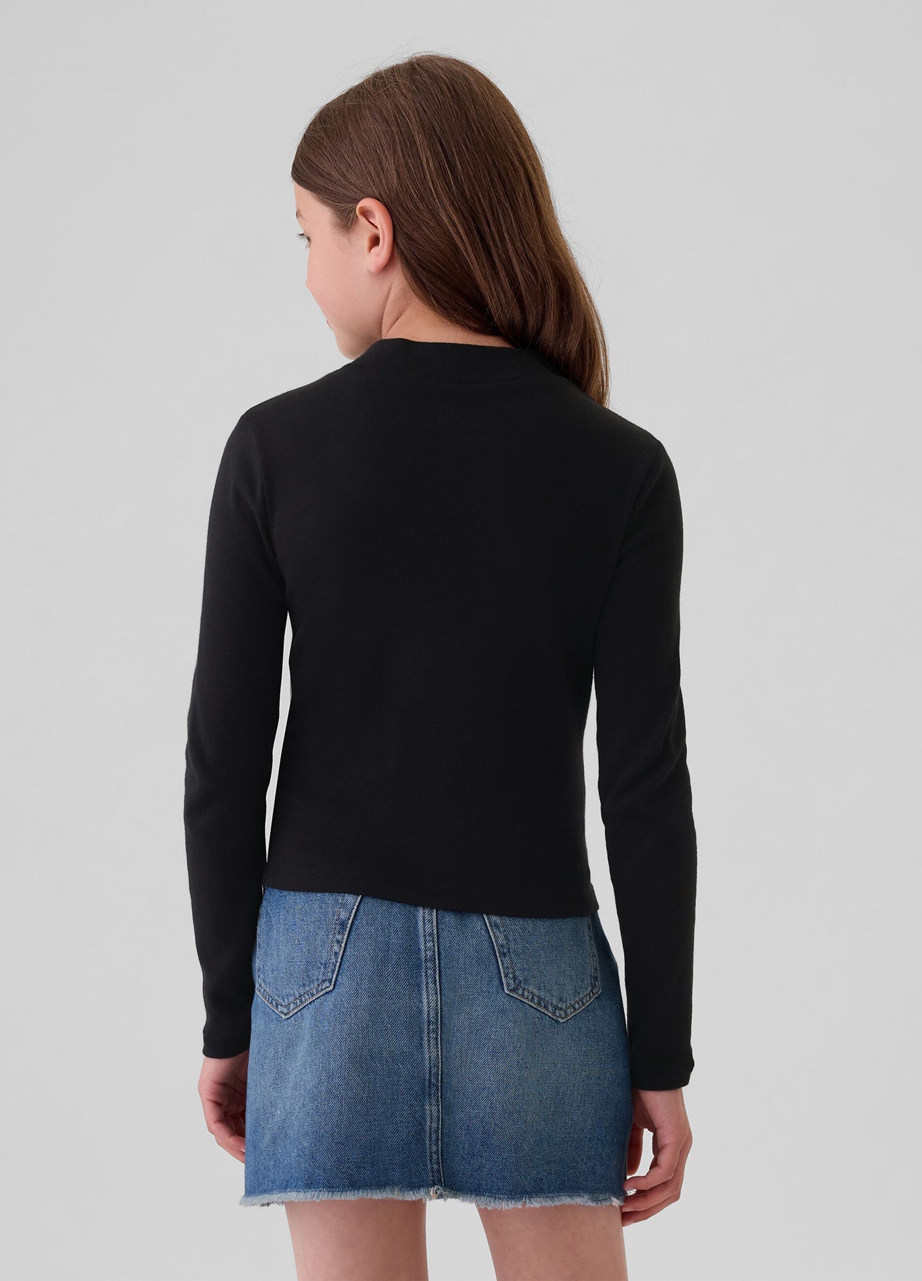 Long-sleeved T-shirt with mock neck