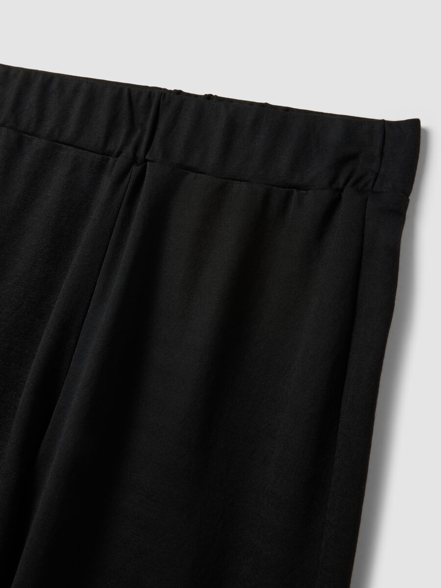 Pantaloni culotte neri in misto viscosa_5