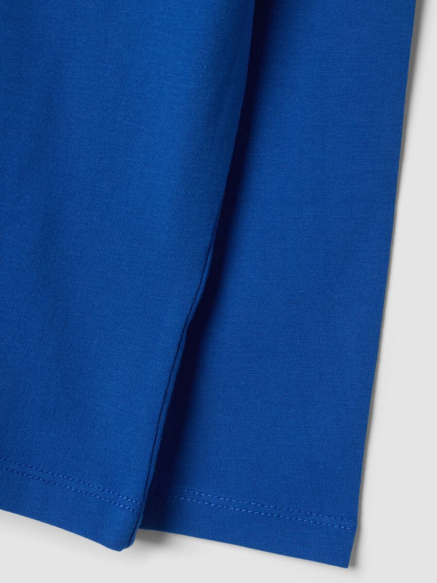 Blue stretch organic cotton crew-neck T-shirt_3