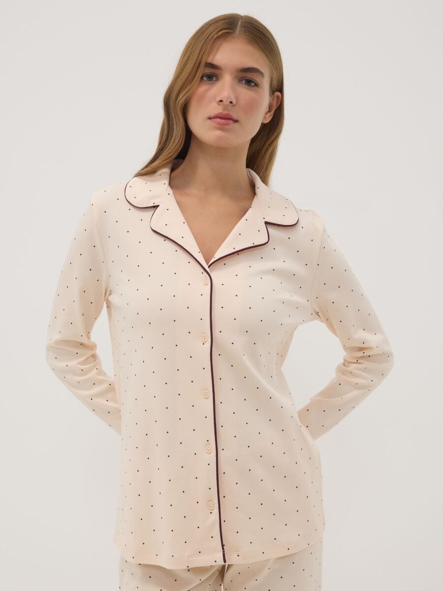 Cream white pure cotton crew-neck pyjamas_1