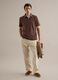 Brown linen and cotton blend regular fit polo_0