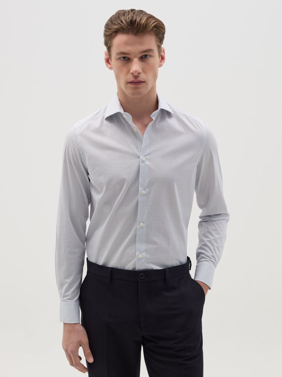 Slim-fit shirt with micro pattern_0