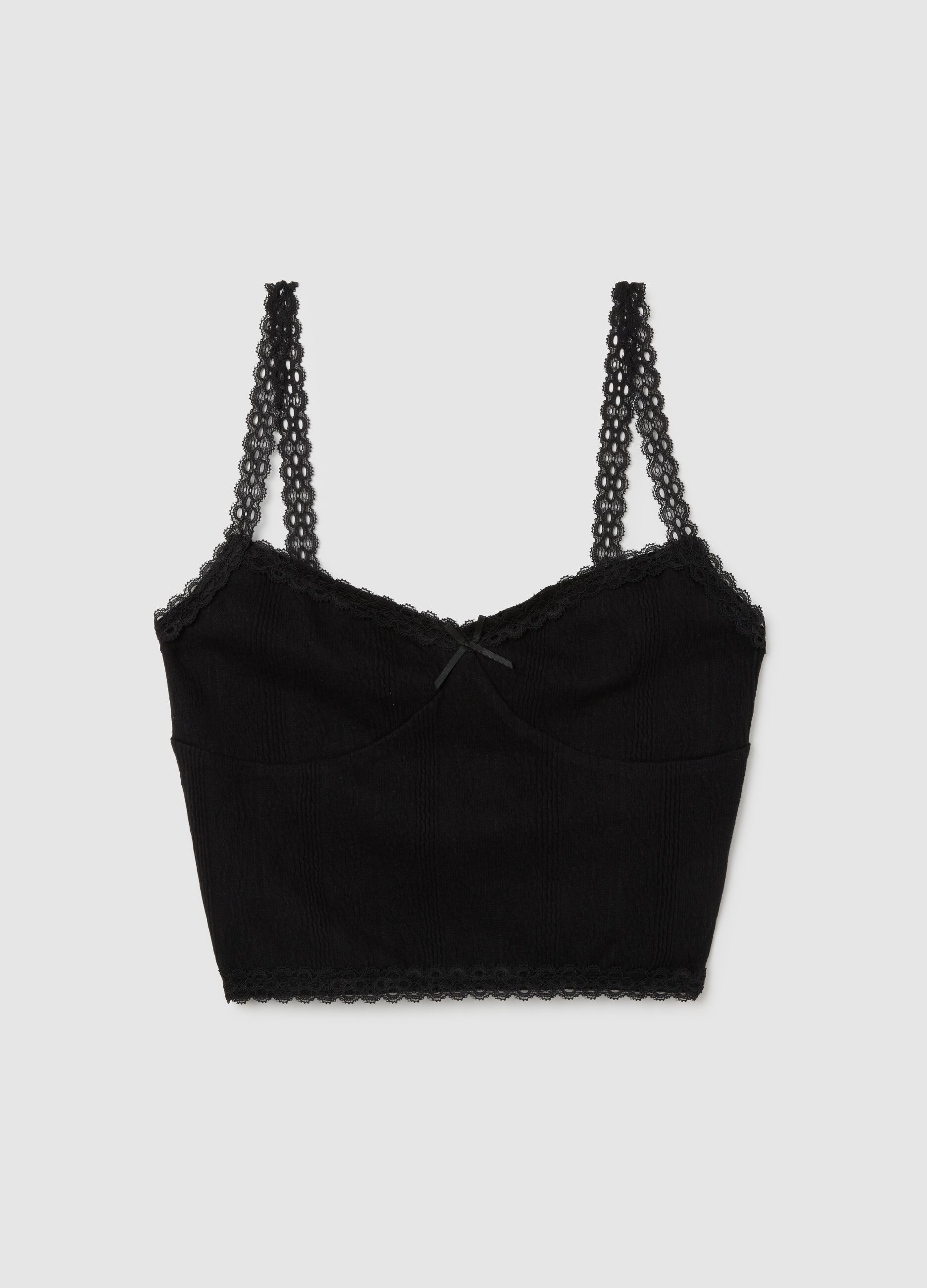 Top da donna nero con pizzo