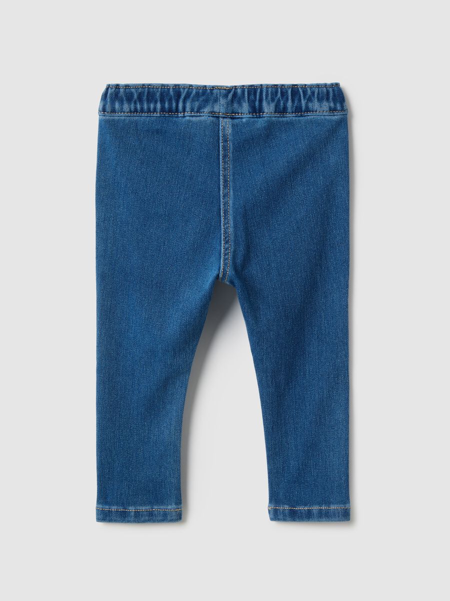 Blue Cotton Blend Slim Fit Jeggings for Baby Girl_1