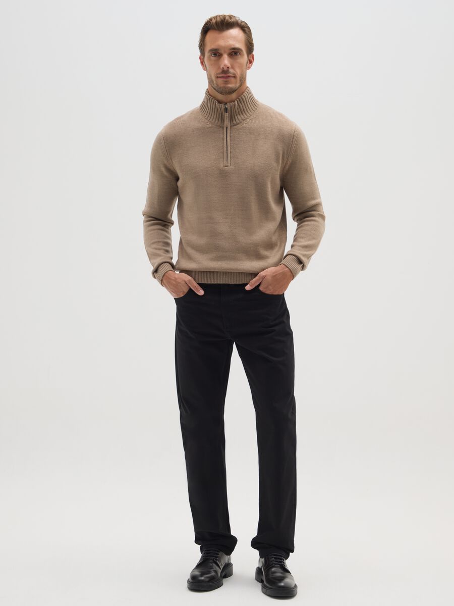 Beige regular fit sweater_1