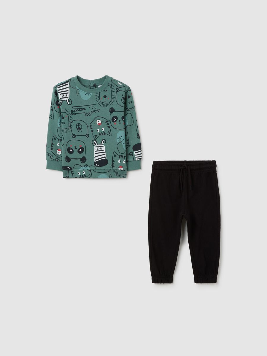 Completo da bambino in puro cotone verde regular fit_0