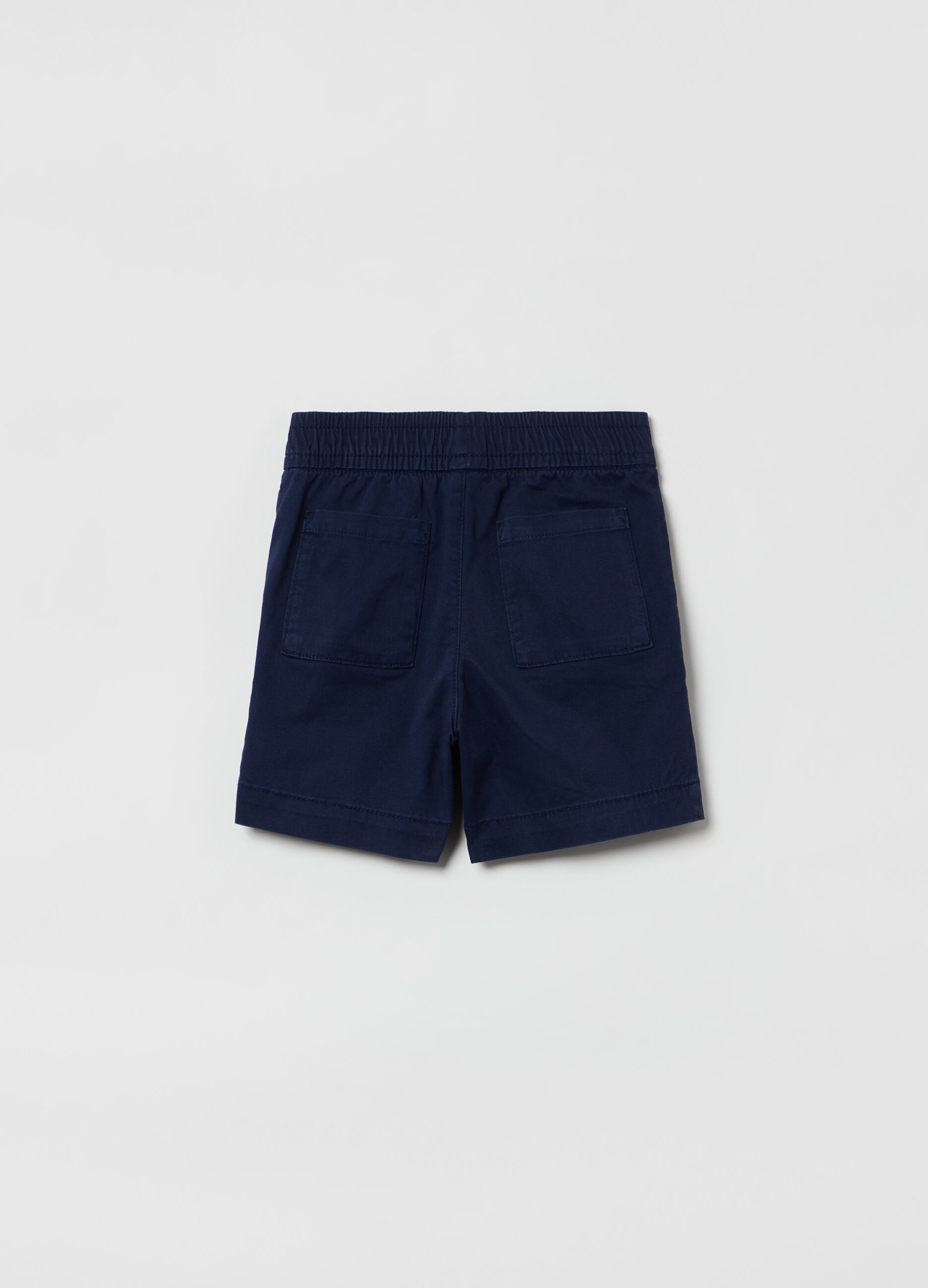 Stretch cotton shorts with drawstring