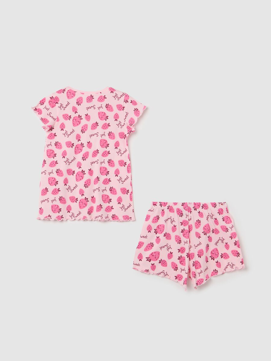 Girls' Short Pink Pyjamas with Strawberry Print_1