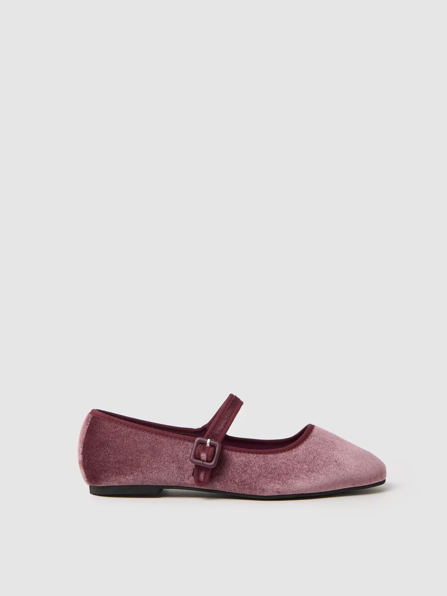 Scarpe ballerina in velluto rosa_0