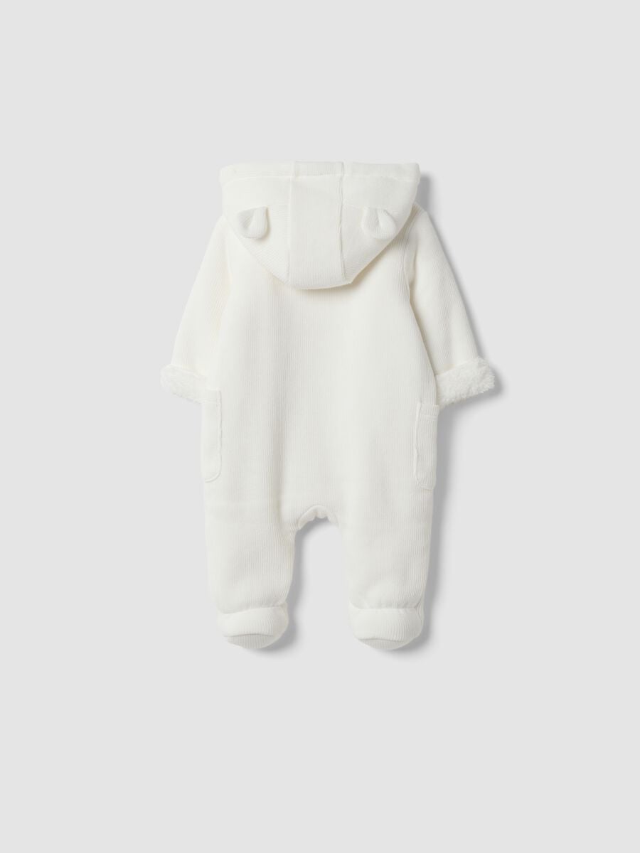 Tutina bianca con cappuccio in misto cotone con stampa Minnie_1