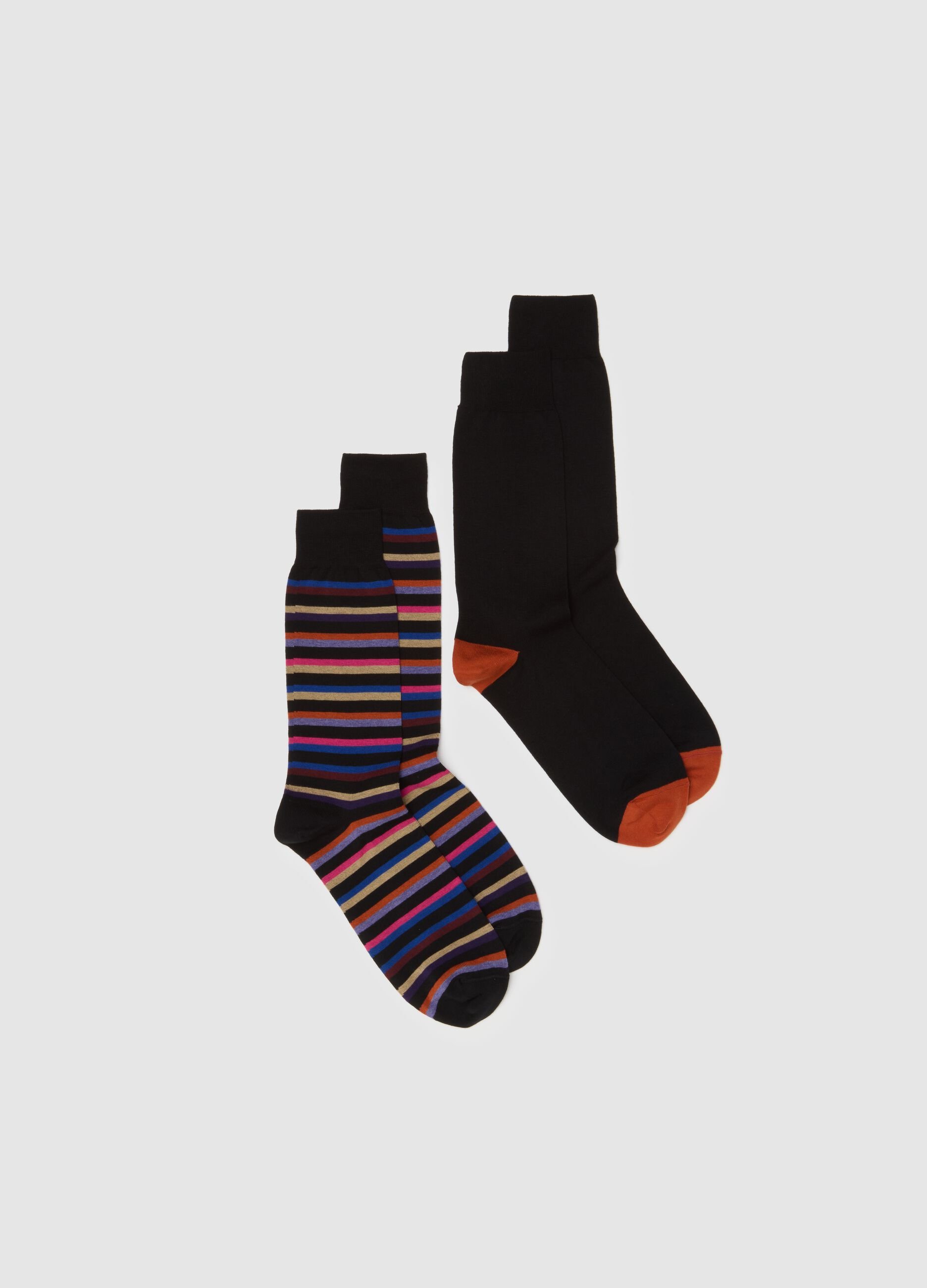 Multicoloured cotton socks twin-pack
