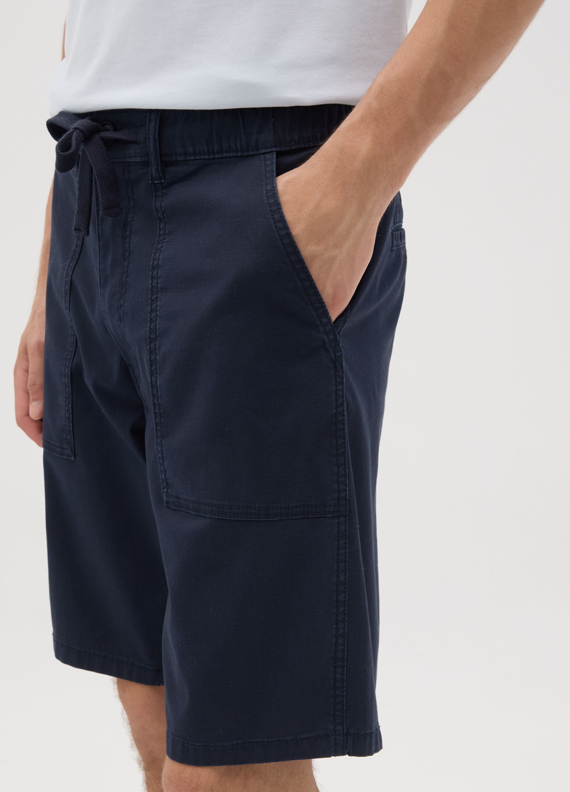 Men's Blue Cotton Regular Fit Shorts
