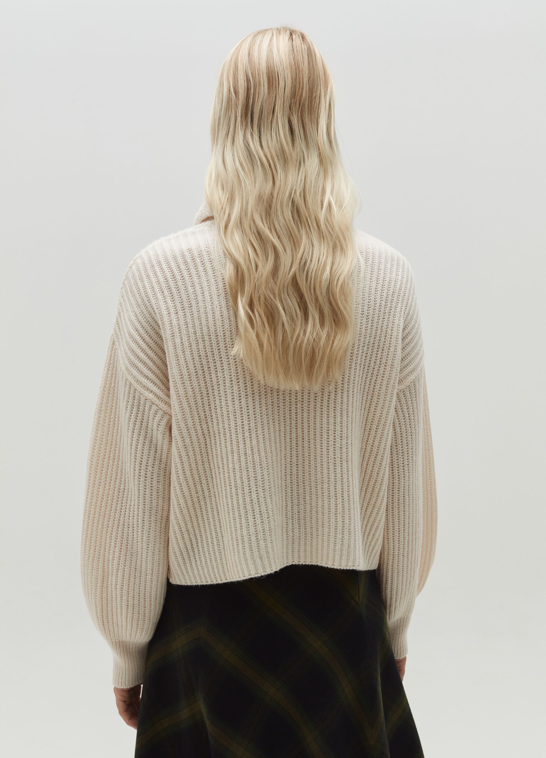 Cropped pullover with high neck