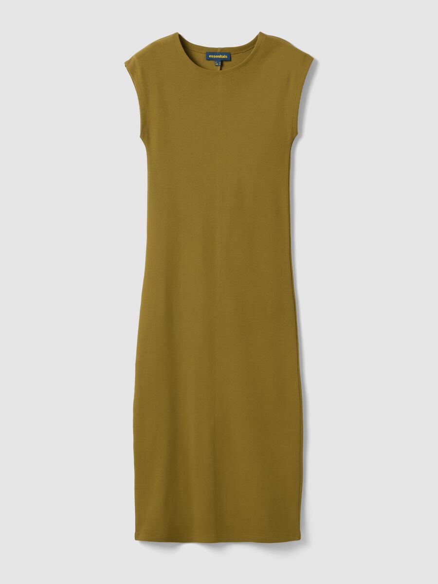 Green sleeveless fitted stretch-cotton dress_4