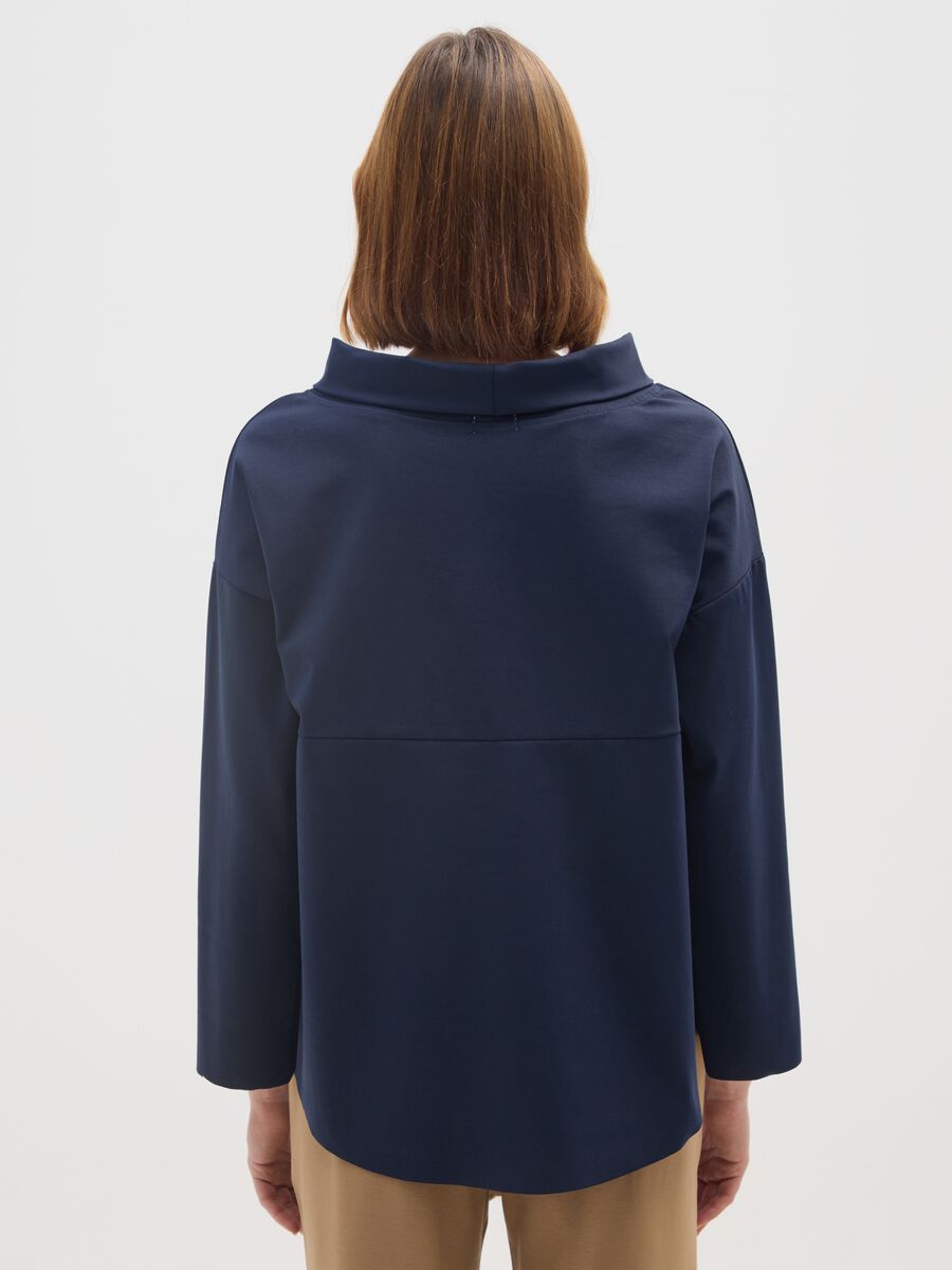 Blue stretch cotton shirt regular fit_2