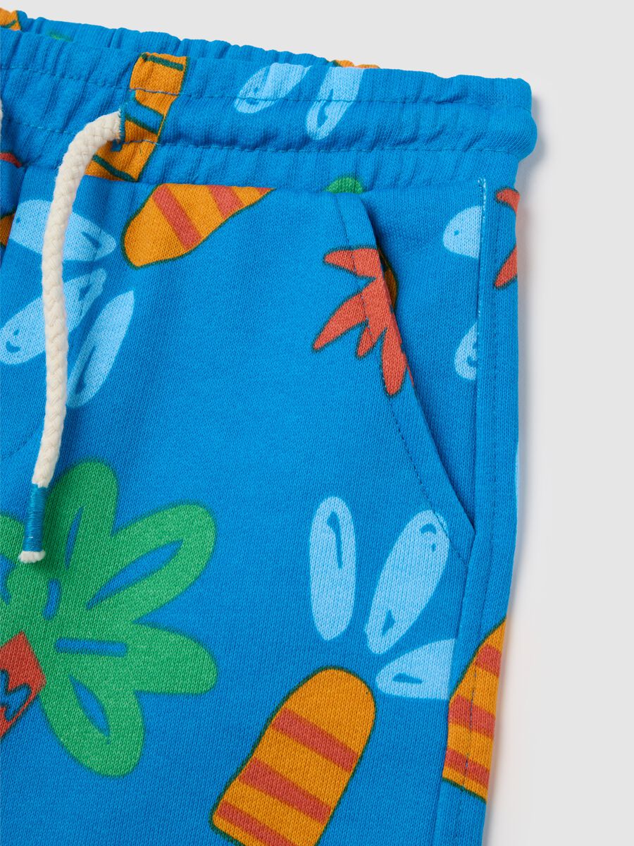 Multicolor pure cotton regular fit children's shorts with pattern_3