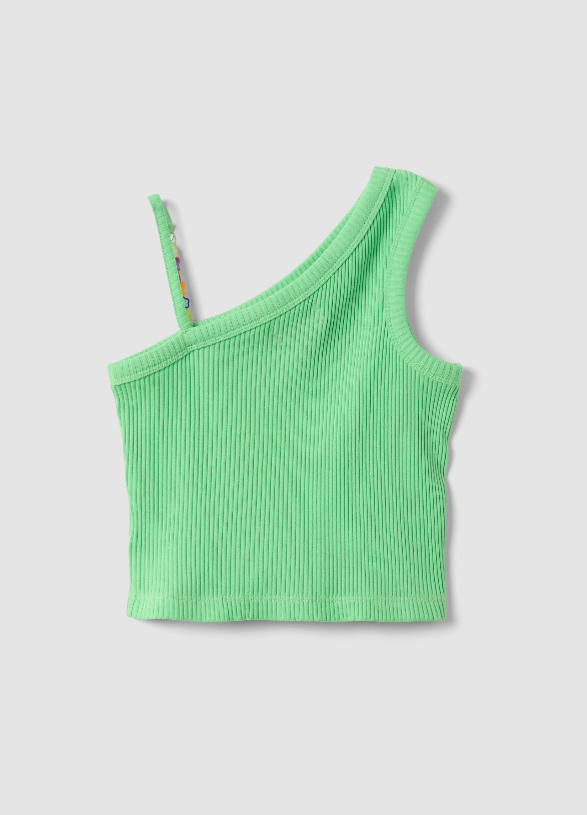 Green one-shoulder top