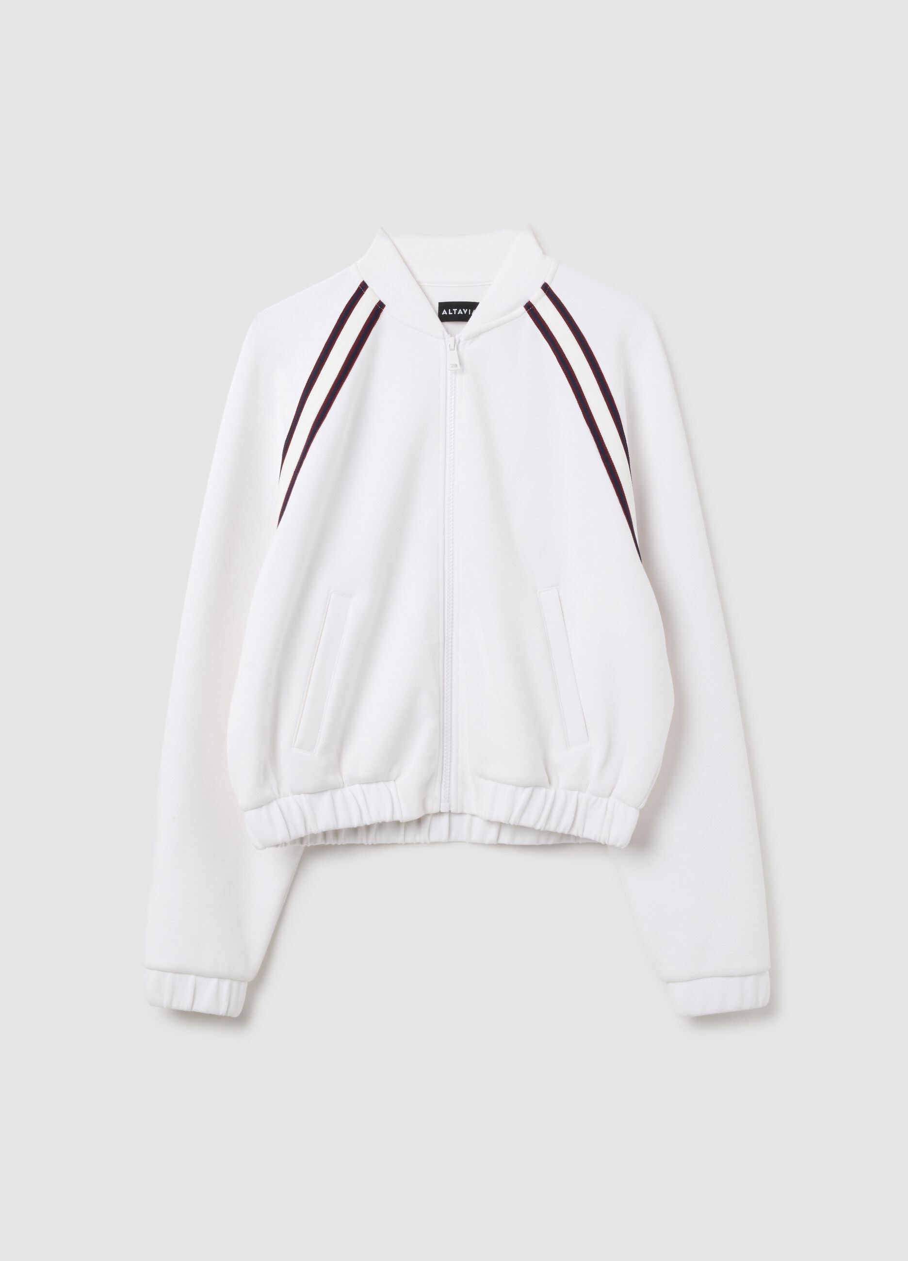 ALTAVIA COURT Contrast Piping Full-Zip Crop