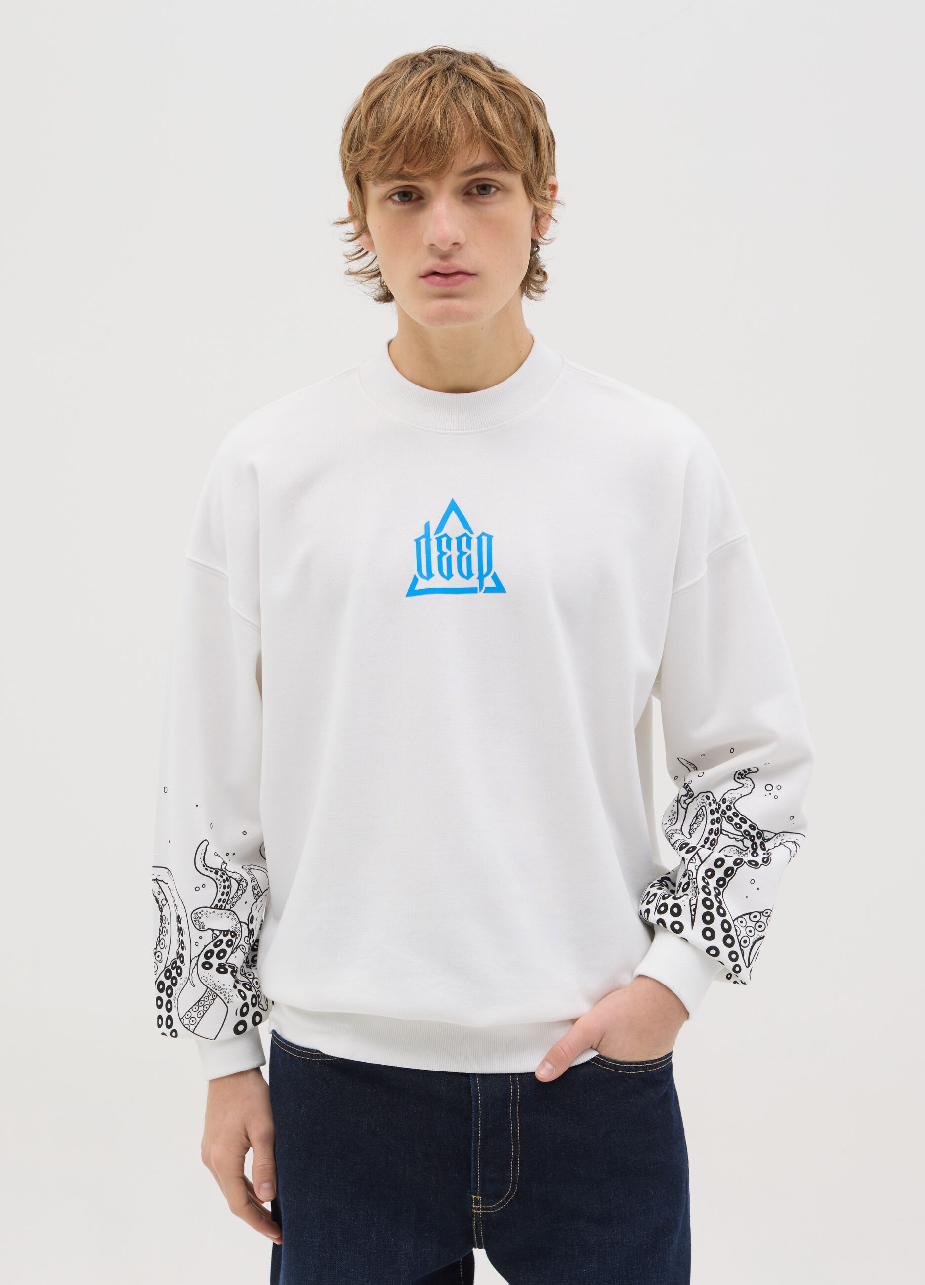 White sweatshirt with print