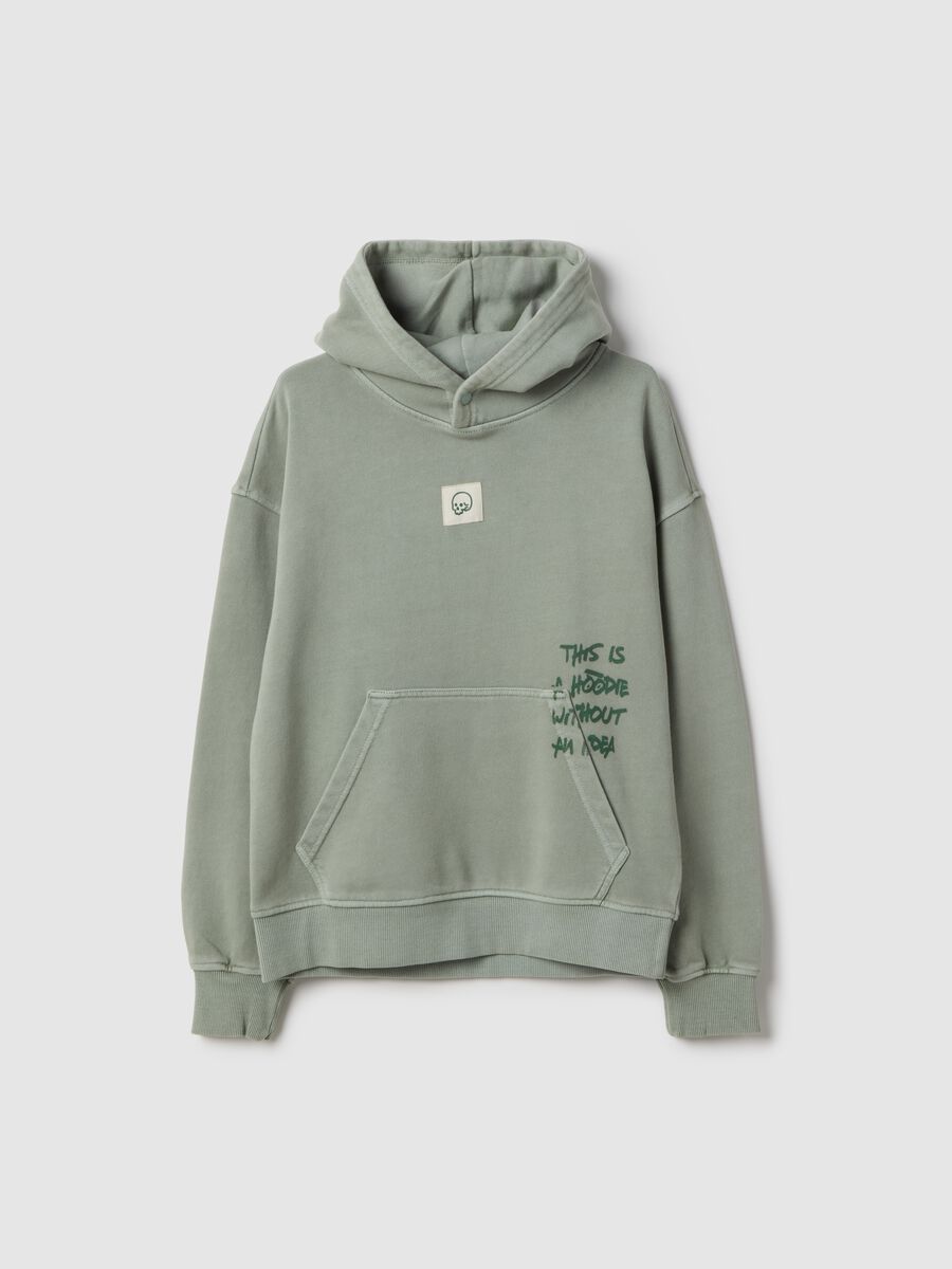 Boy's oversized fit green hoodie in pure cotton_3
