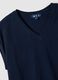 Short-sleeve pure cotton blue V-neck regular fit T-shirt_1