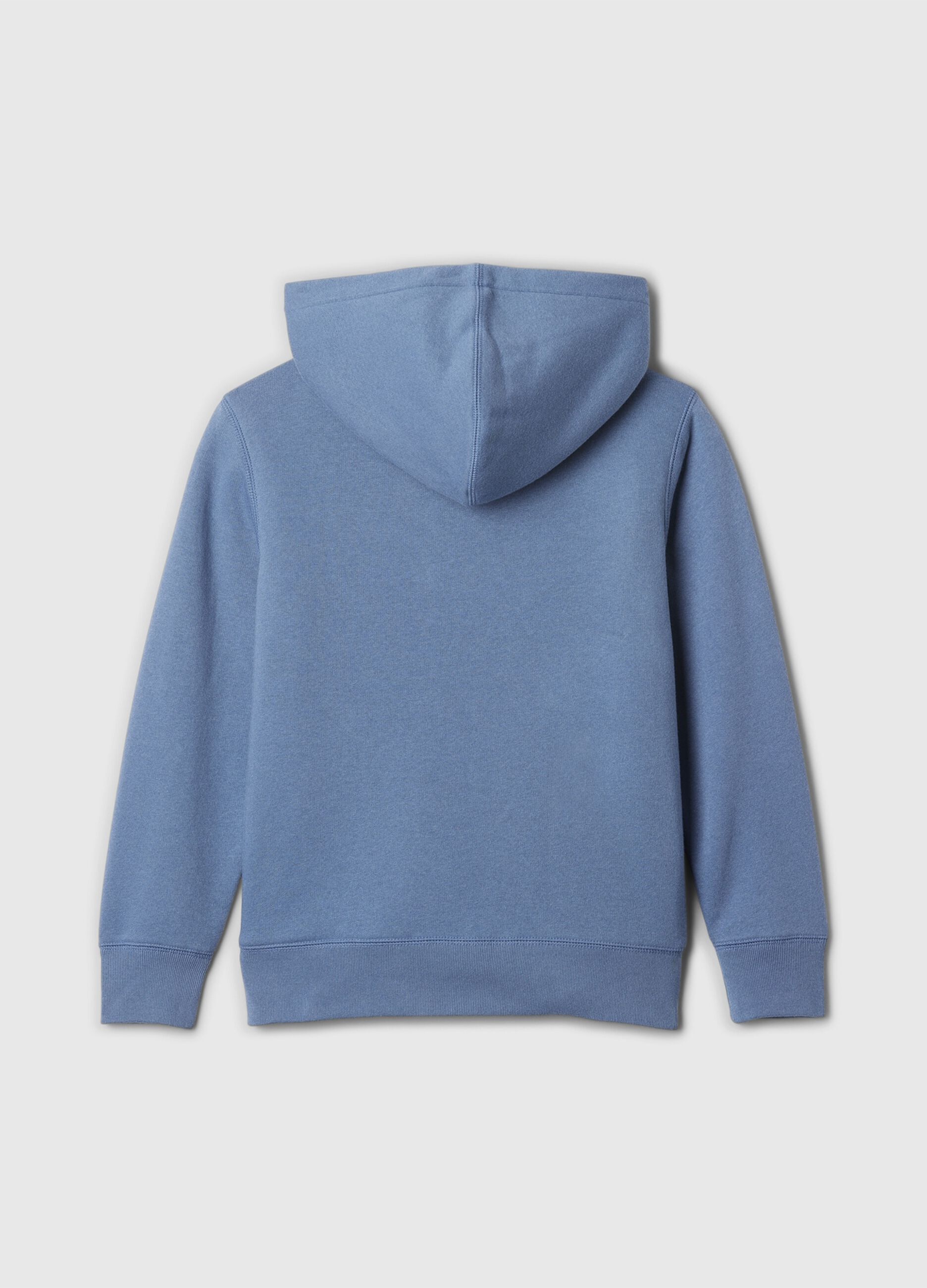 Full-zip sweatshirt and hood with sherpa lining