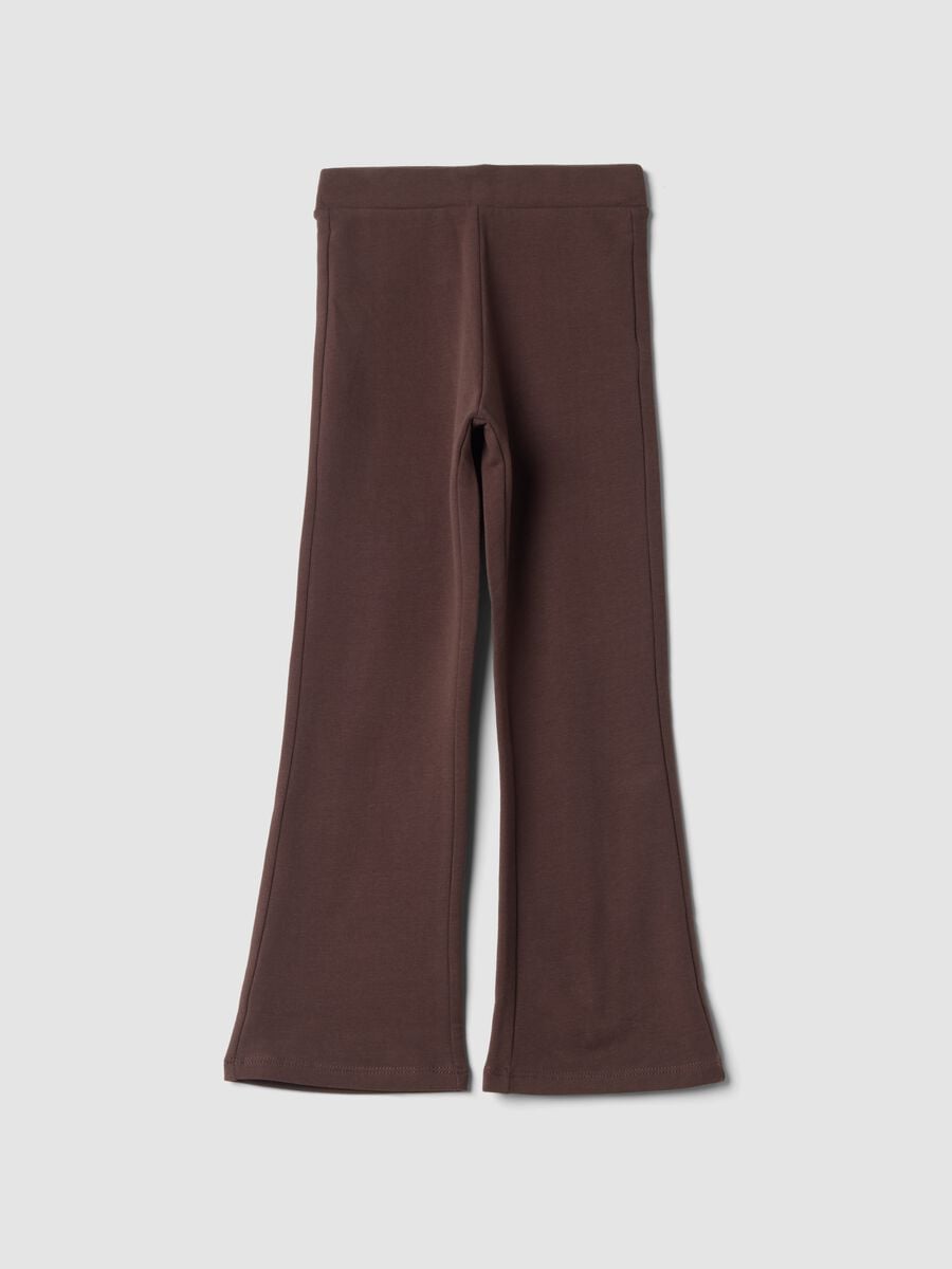 Brown flared leggings in stretch organic cotton_0