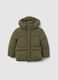 Green padded jacket with removable hood_0