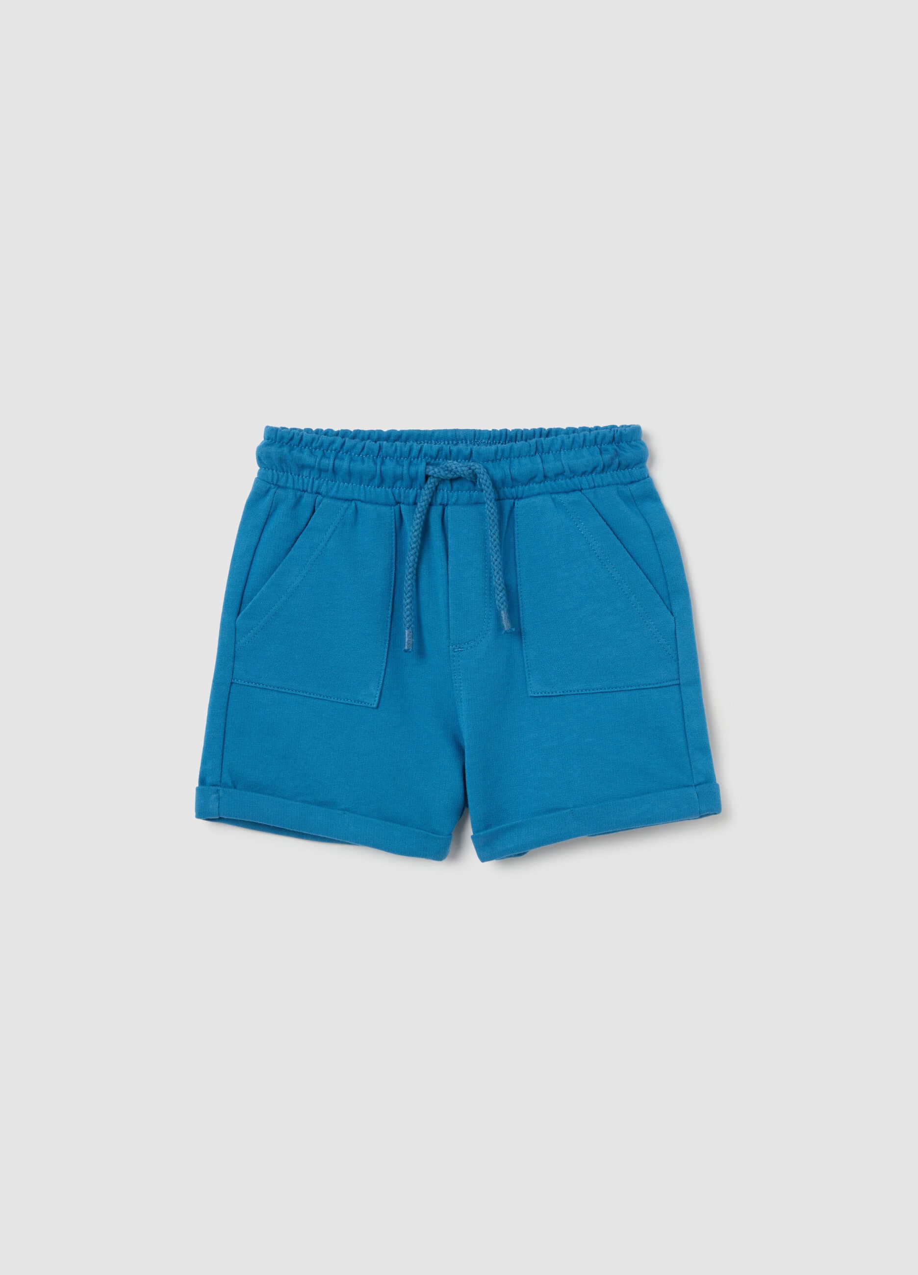 Bermuda shorts in French terry with drawstring